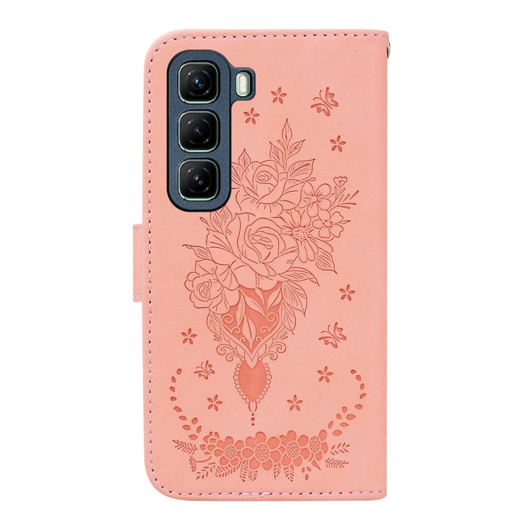 For Infinix Hot 50 5G Butterfly Rose Embossed Leather Phone Case