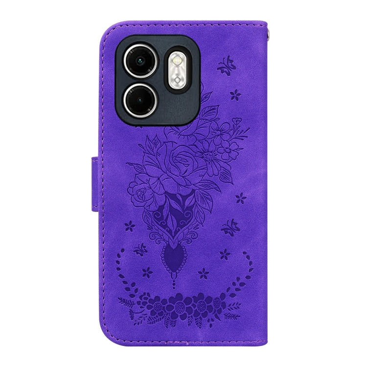 For Infinix Hot 50i / Smart 9 Butterfly Rose Embossed Leather Phone Case