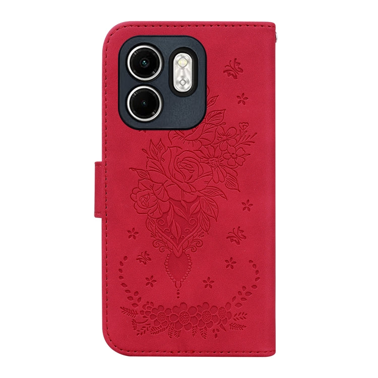 For Infinix Hot 50i / Smart 9 Butterfly Rose Embossed Leather Phone Case