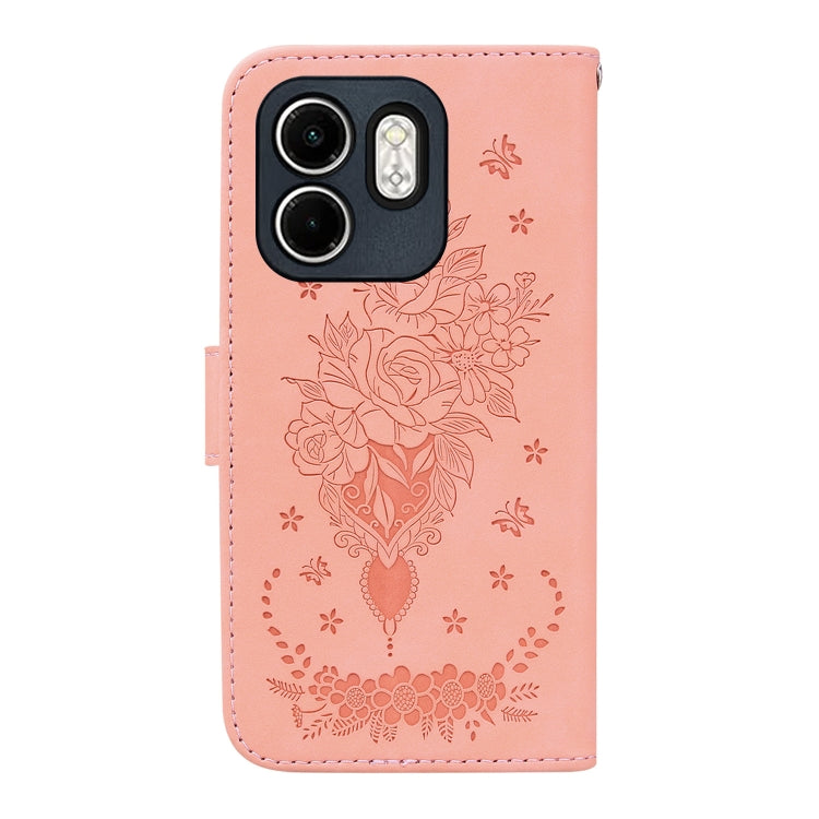 For Infinix Hot 50i / Smart 9 Butterfly Rose Embossed Leather Phone Case