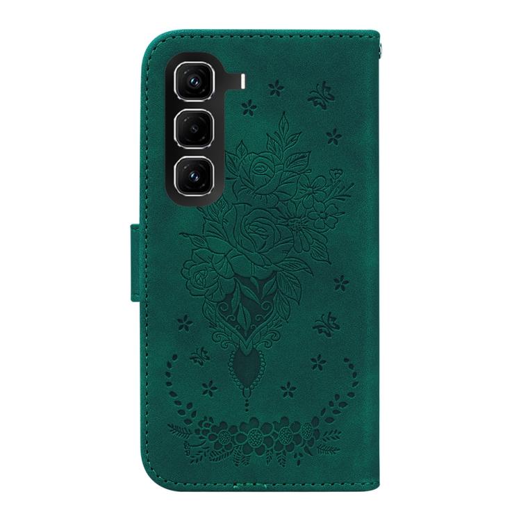 For Infinix Hot 50 Pro 4G Butterfly Rose Embossed Leather Phone Case