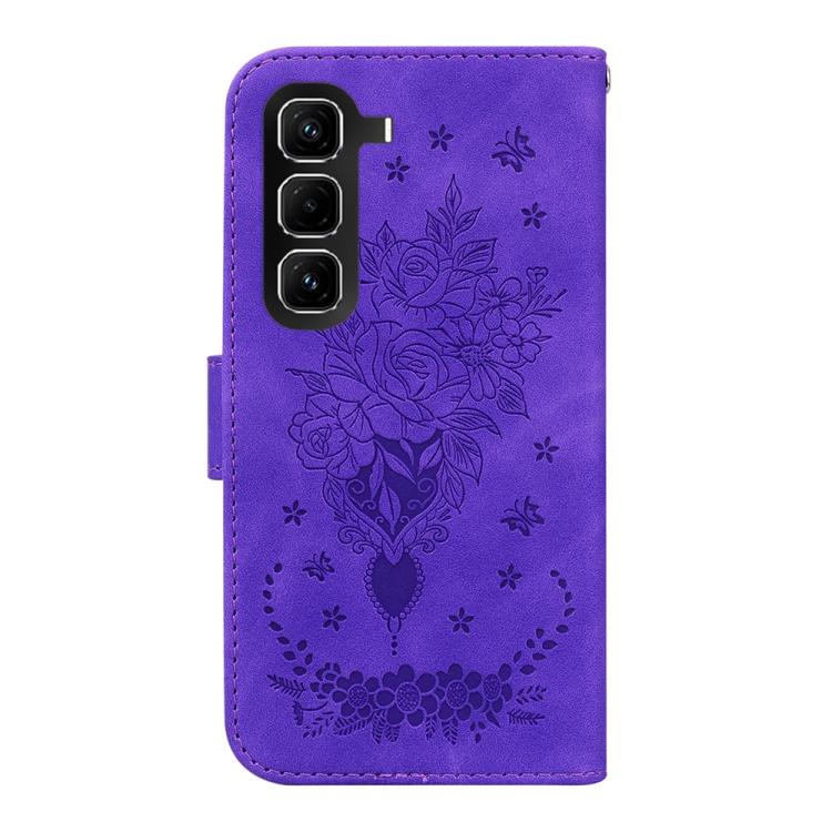 For Infinix Hot 50 Pro 4G Butterfly Rose Embossed Leather Phone Case