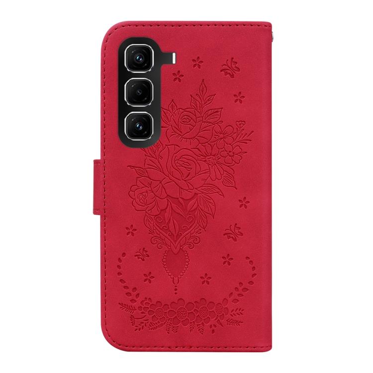 For Infinix Hot 50 Pro 4G Butterfly Rose Embossed Leather Phone Case