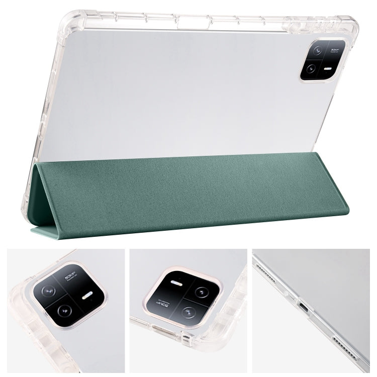 For Xiaomi Pad 7 / 7 Pro 3-fold Clear TPU Smart Leather Tablet Case with Pen Slot