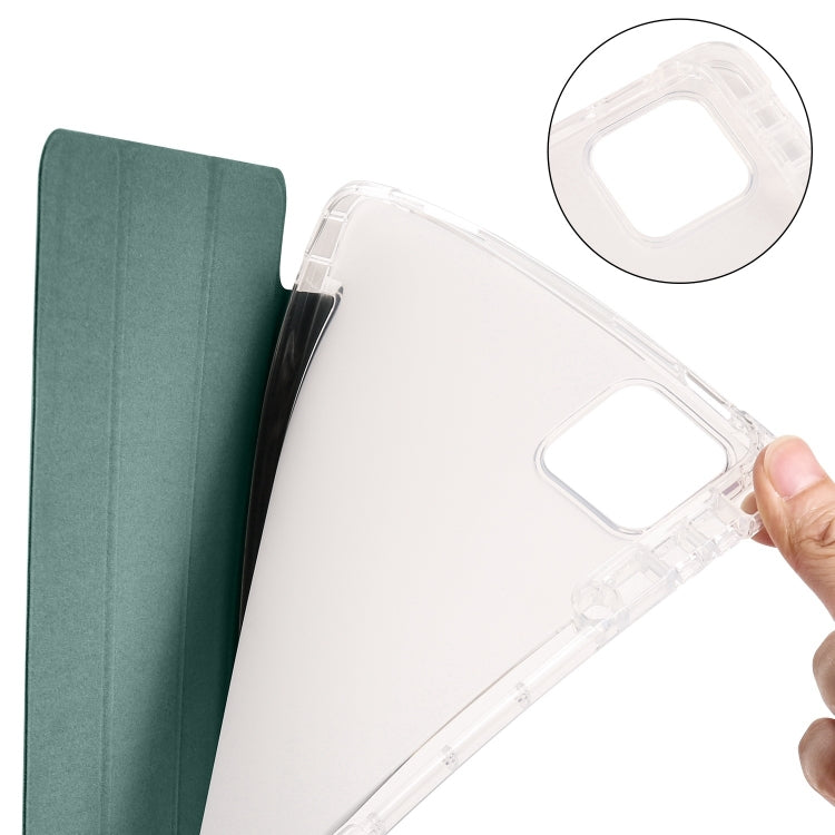 For Xiaomi Pad 7 / 7 Pro 3-fold Clear TPU Smart Leather Tablet Case with Pen Slot