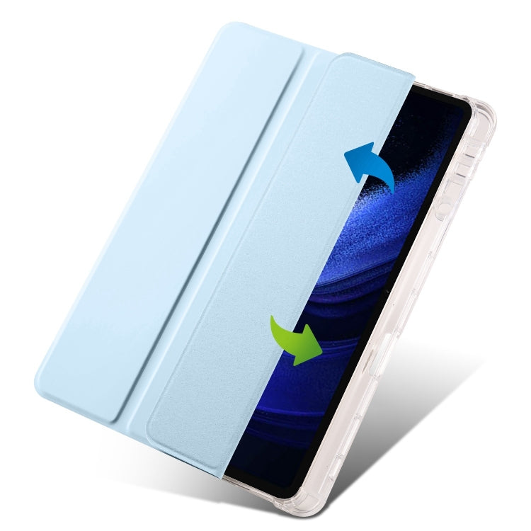 For Xiaomi Pad 7 / 7 Pro 3-fold Clear TPU Smart Leather Tablet Case with Pen Slot