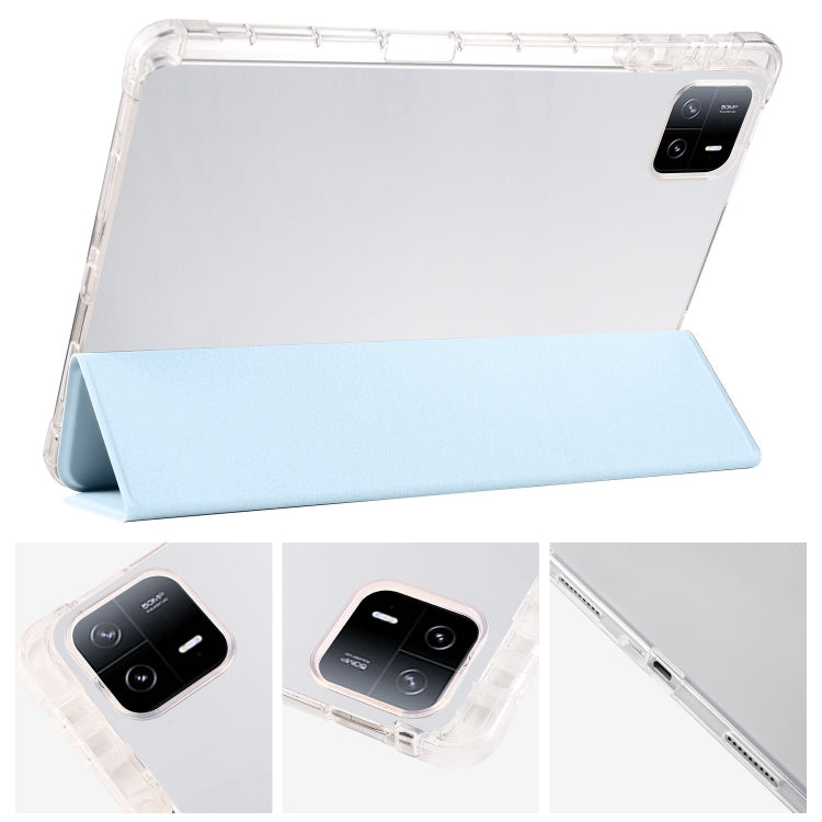 For Xiaomi Pad 7 / 7 Pro 3-fold Clear TPU Smart Leather Tablet Case with Pen Slot