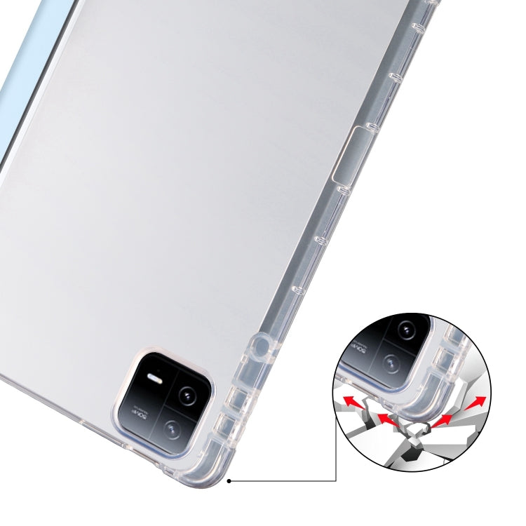 For Xiaomi Pad 7 / 7 Pro 3-fold Clear TPU Smart Leather Tablet Case with Pen Slot