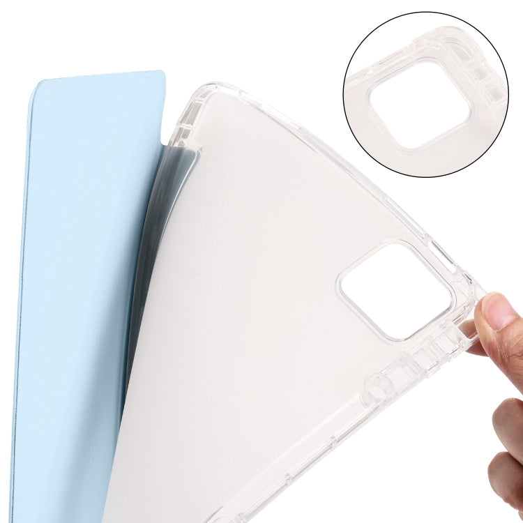 For Xiaomi Pad 7 / 7 Pro 3-fold Clear TPU Smart Leather Tablet Case with Pen Slot