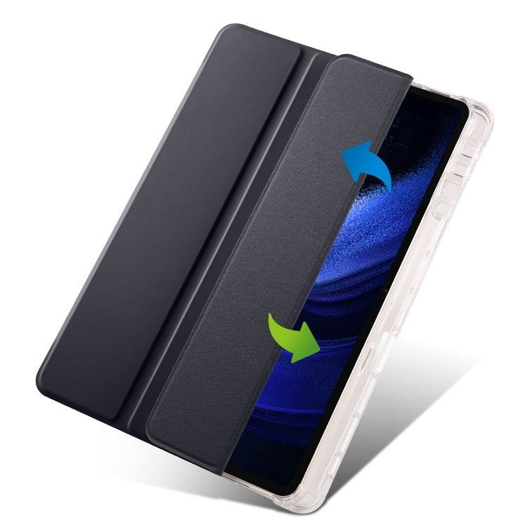 For Xiaomi Pad 7 / 7 Pro 3-fold Clear TPU Smart Leather Tablet Case with Pen Slot