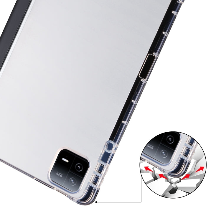 For Xiaomi Pad 7 / 7 Pro 3-fold Clear TPU Smart Leather Tablet Case with Pen Slot