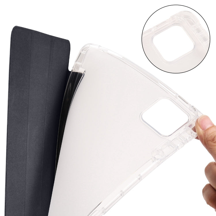 For Xiaomi Pad 7 / 7 Pro 3-fold Clear TPU Smart Leather Tablet Case with Pen Slot