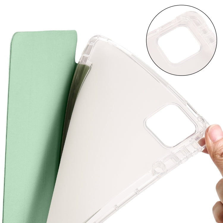 For Xiaomi Pad 7 / 7 Pro 3-fold Clear TPU Smart Leather Tablet Case with Pen Slot