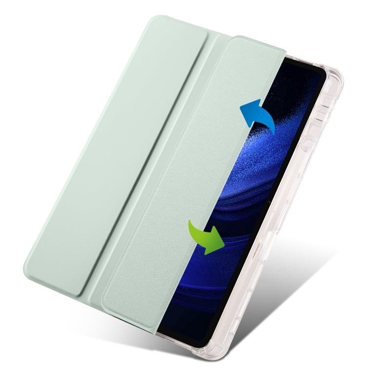 For Xiaomi Pad 7 / 7 Pro 3-fold Clear TPU Smart Leather Tablet Case with Pen Slot