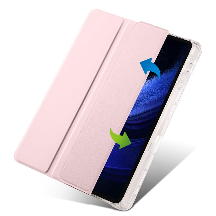 For Xiaomi Pad 7 / 7 Pro 3-fold Clear TPU Smart Leather Tablet Case with Pen Slot