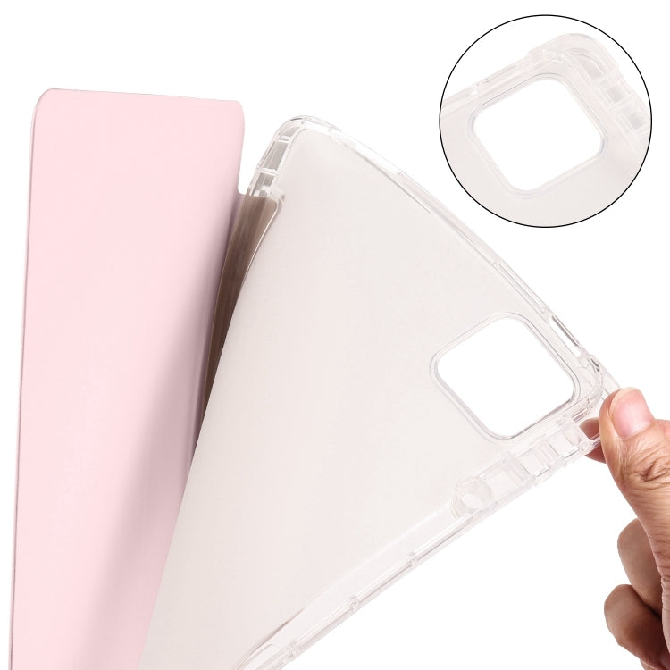 For Xiaomi Pad 7 / 7 Pro 3-fold Clear TPU Smart Leather Tablet Case with Pen Slot