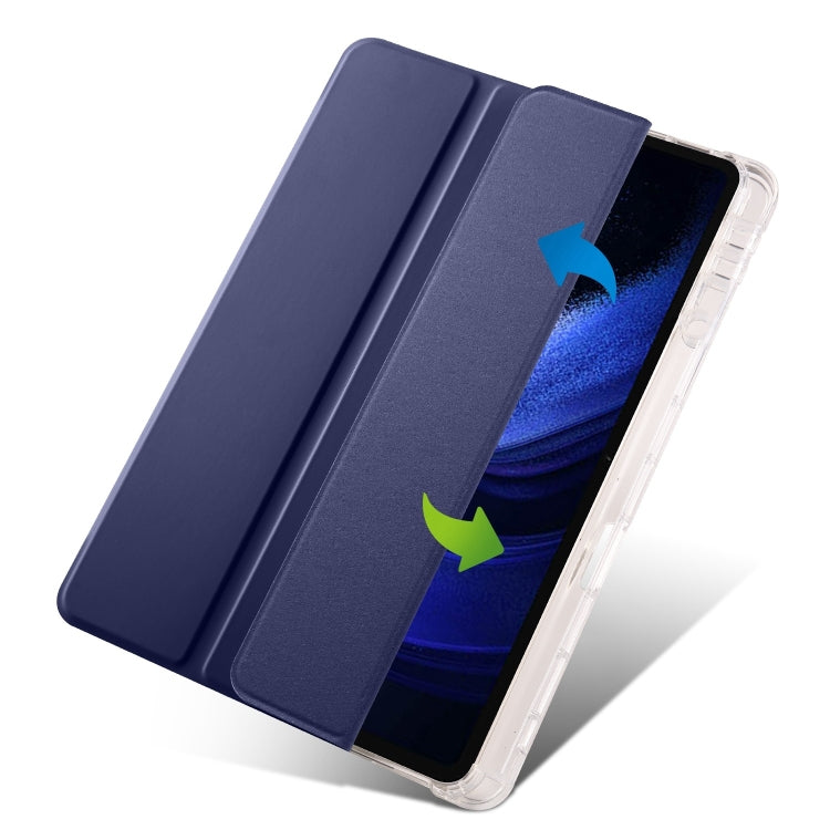 For Xiaomi Pad 7 / 7 Pro 3-fold Clear TPU Smart Leather Tablet Case with Pen Slot