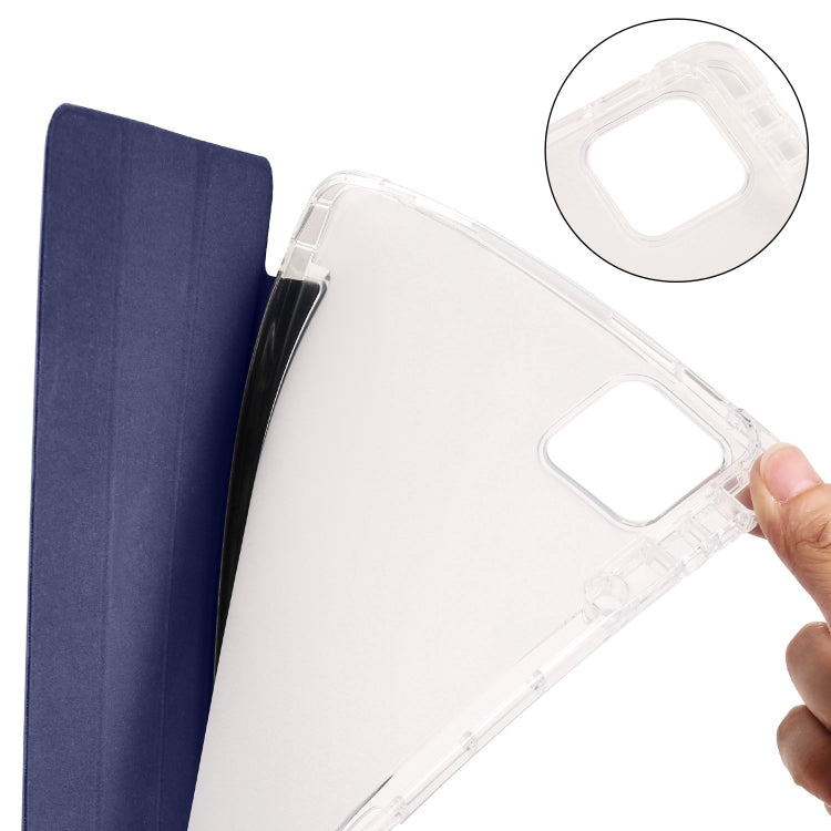 For Xiaomi Pad 7 / 7 Pro 3-fold Clear TPU Smart Leather Tablet Case with Pen Slot