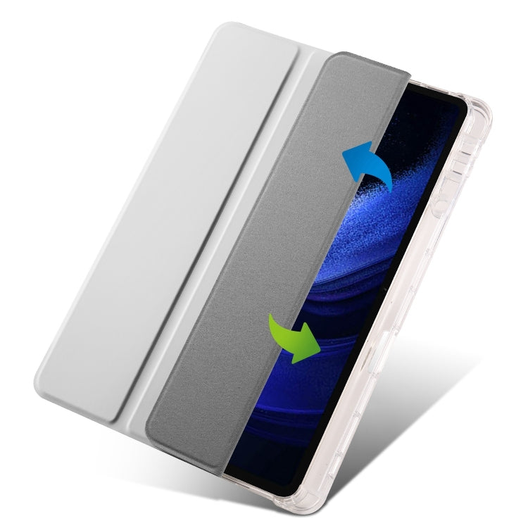 For Xiaomi Pad 7 / 7 Pro 3-fold Clear TPU Smart Leather Tablet Case with Pen Slot