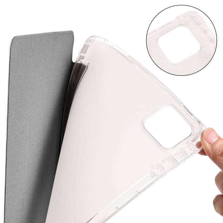 For Xiaomi Pad 7 / 7 Pro 3-fold Clear TPU Smart Leather Tablet Case with Pen Slot