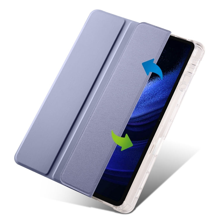 For Xiaomi Pad 7 / 7 Pro 3-fold Clear TPU Smart Leather Tablet Case with Pen Slot