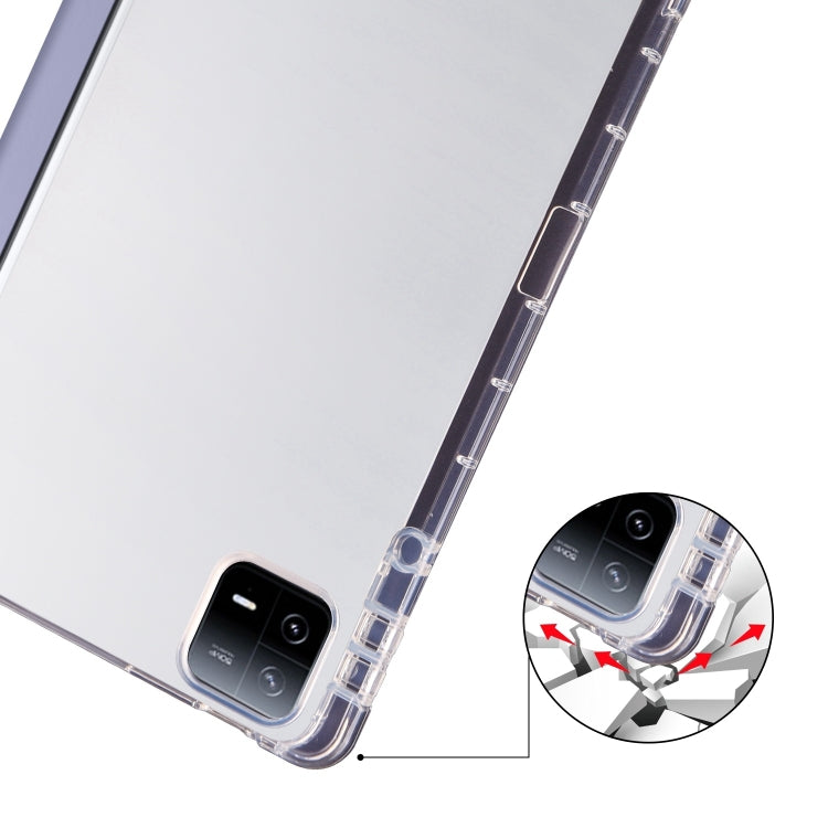 For Xiaomi Pad 7 / 7 Pro 3-fold Clear TPU Smart Leather Tablet Case with Pen Slot