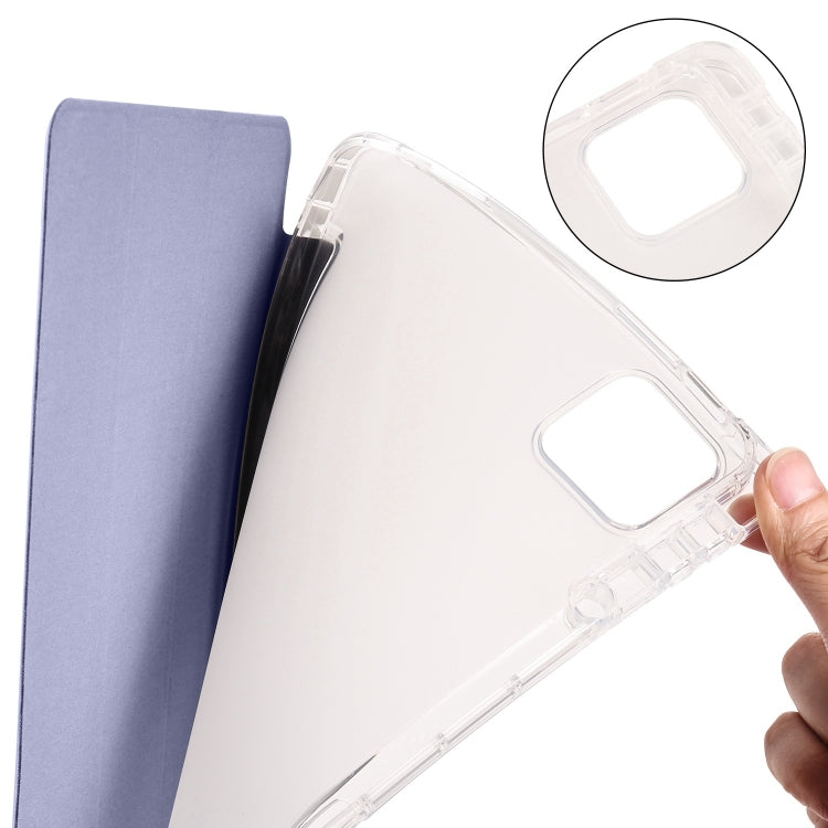 For Xiaomi Pad 7 / 7 Pro 3-fold Clear TPU Smart Leather Tablet Case with Pen Slot