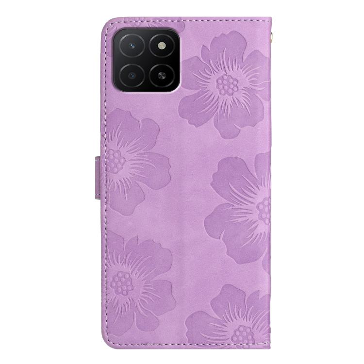 For Honor X5b Flower Embossing Pattern Leather Phone Case
