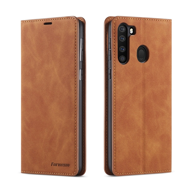 For Samsung Galaxy A21 Forwenw Dream Series Oil Edge Strong Magnetism Horizontal Flip Leather Case with Holder & Card Slots & Wallet & Photo Frame