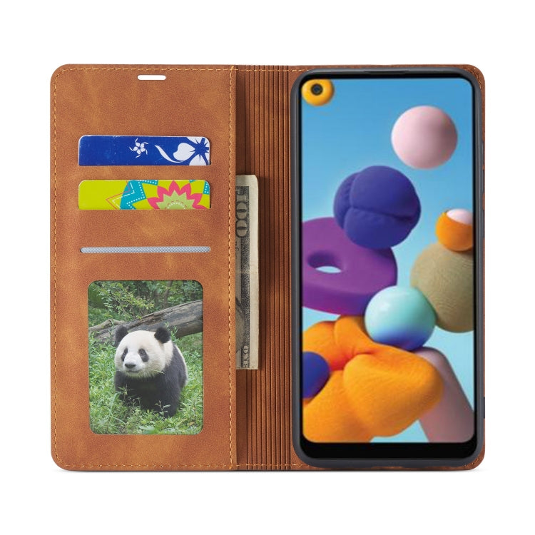 For Samsung Galaxy A21 Forwenw Dream Series Oil Edge Strong Magnetism Horizontal Flip Leather Case with Holder & Card Slots & Wallet & Photo Frame