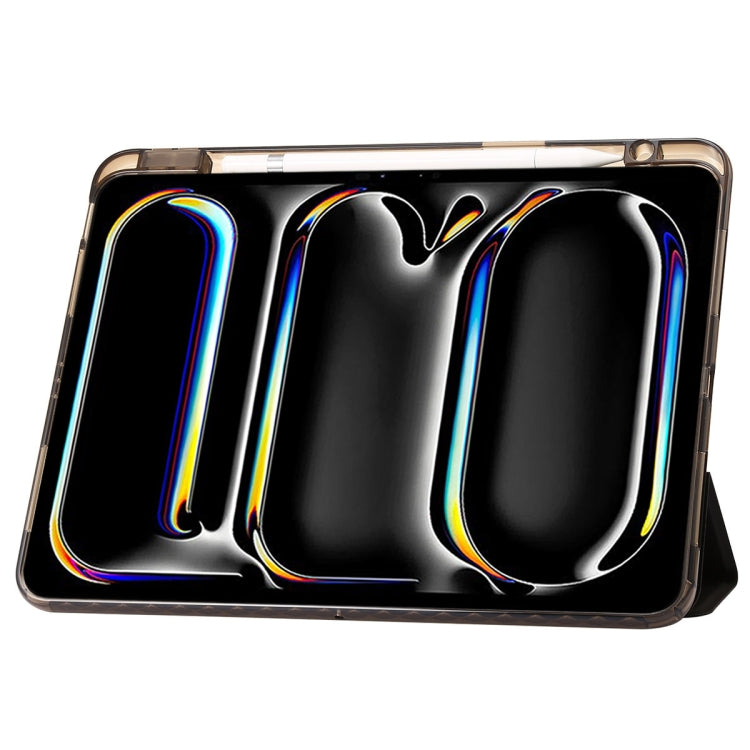 For iPad Pro 13 2025 / 2024 Clear Acrylic 3-Fold Leather Tablet Case