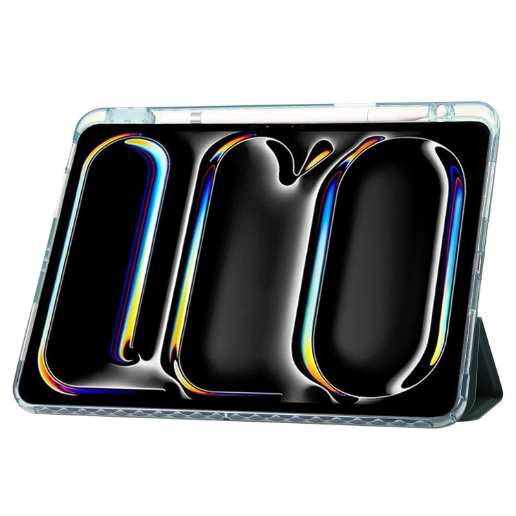 For iPad Pro 13 2025 / 2024 Clear Acrylic 3-Fold Leather Tablet Case