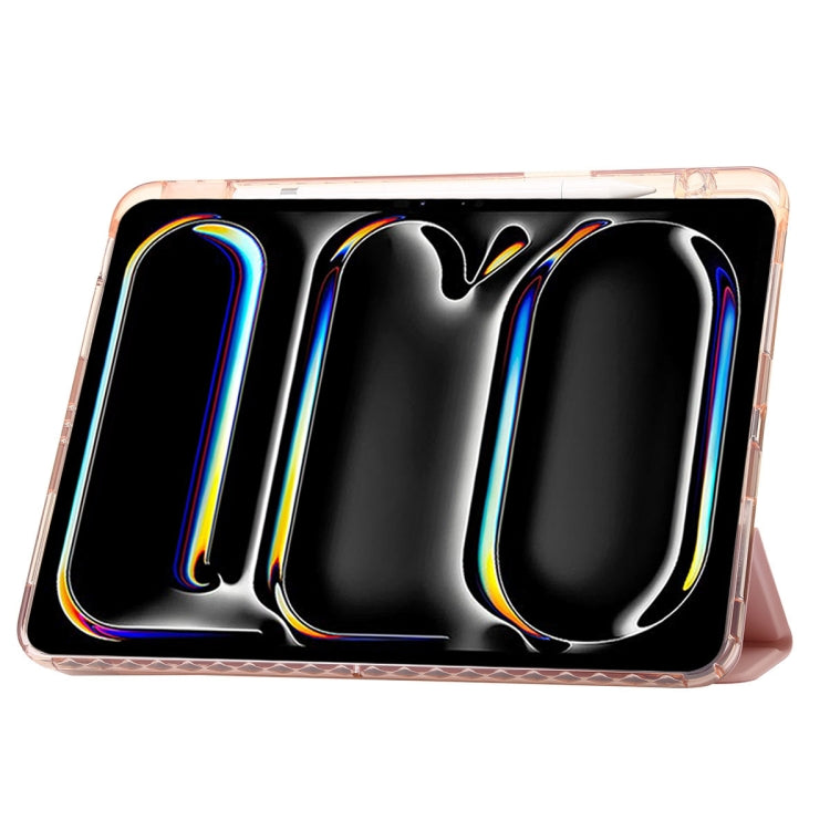 For iPad Pro 13 2025 / 2024 Clear Acrylic 3-Fold Leather Tablet Case