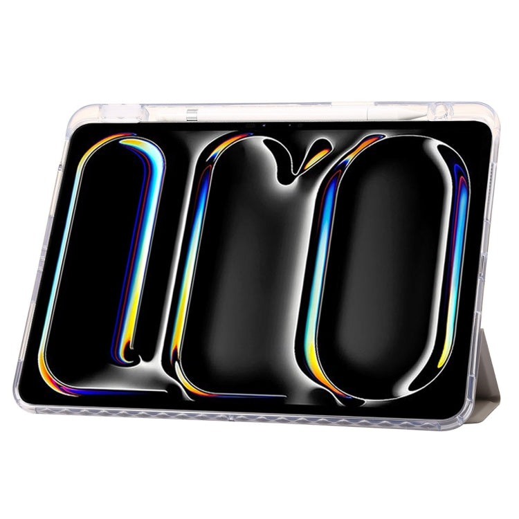 For iPad Pro 13 2025 / 2024 Clear Acrylic 3-Fold Leather Tablet Case