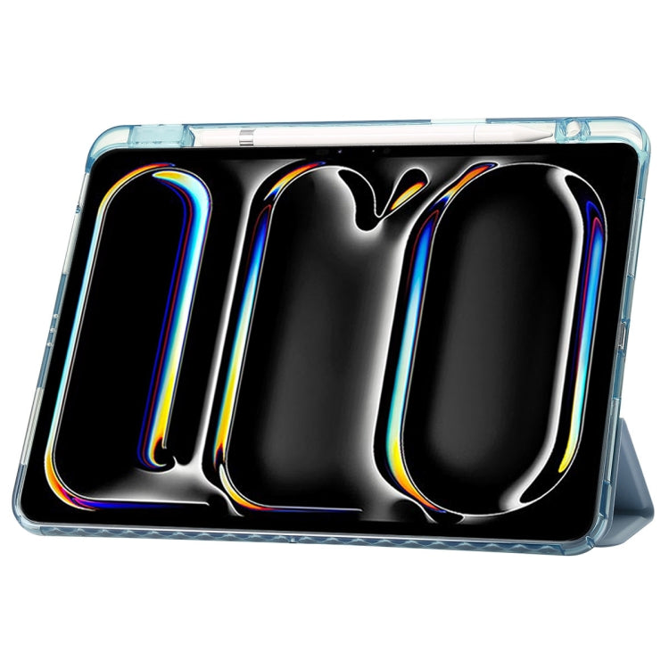 For iPad Pro 13 2025 / 2024 Clear Acrylic 3-Fold Leather Tablet Case