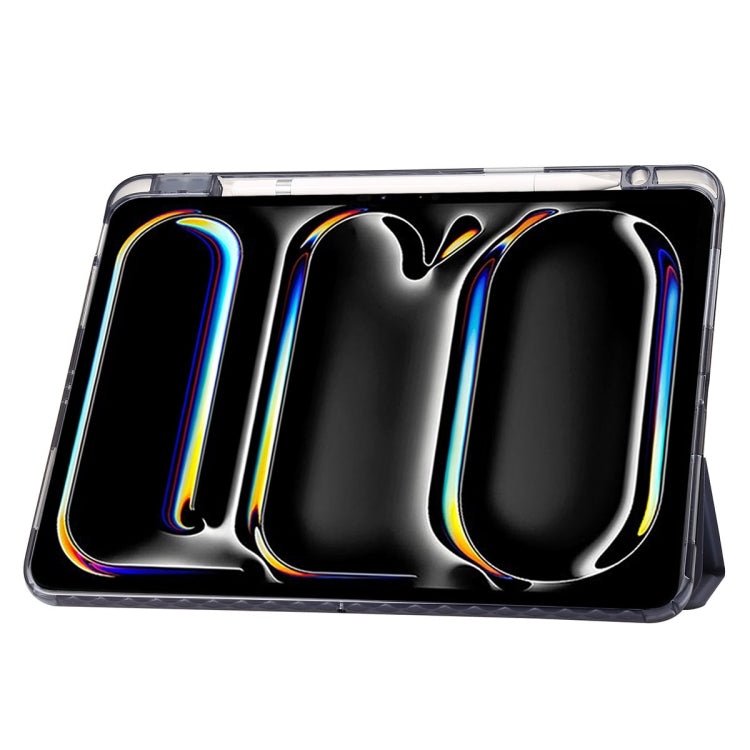 For iPad Pro 13 2025 / 2024 Clear Acrylic 3-Fold Leather Tablet Case