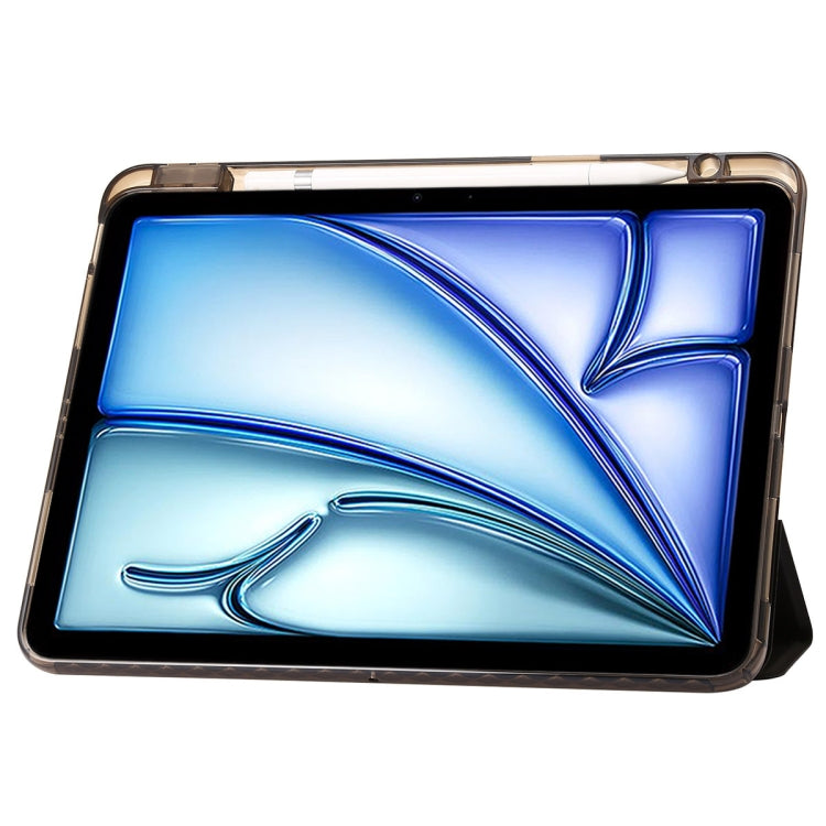 For iPad Pro 11 2025 / 2024 Clear Acrylic 3-Fold Leather Tablet Case