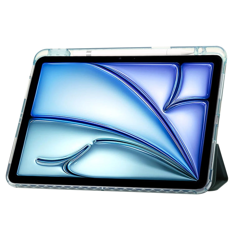 For iPad Pro 11 2025 / 2024 Clear Acrylic 3-Fold Leather Tablet Case