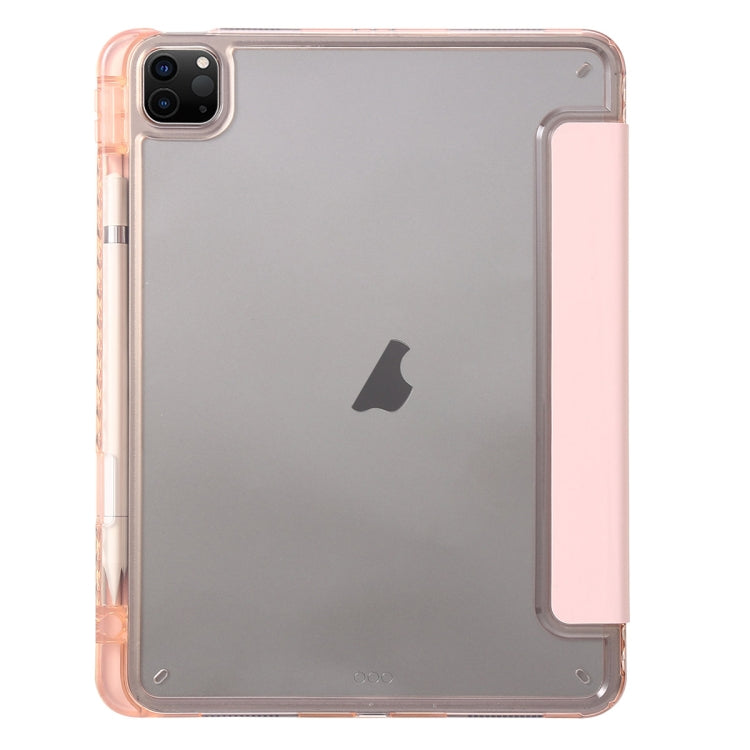For iPad Pro 11 2025 / 2024 Clear Acrylic 3-Fold Leather Tablet Case