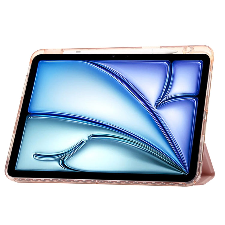 For iPad Pro 11 2025 / 2024 Clear Acrylic 3-Fold Leather Tablet Case