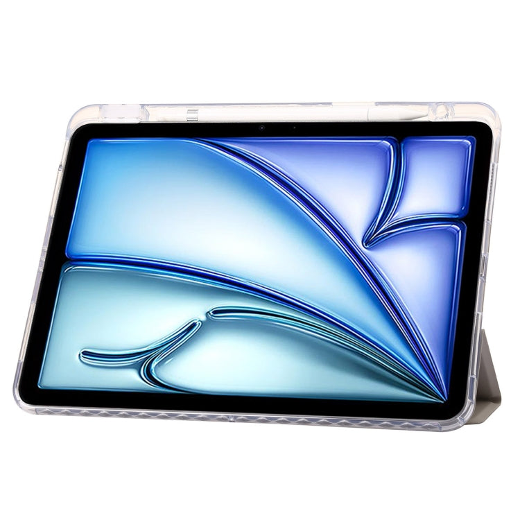 For iPad Pro 11 2025 / 2024 Clear Acrylic 3-Fold Leather Tablet Case