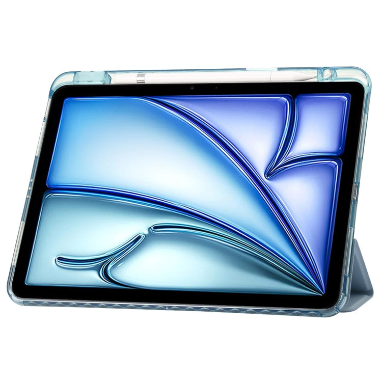 For iPad Pro 11 2025 / 2024 Clear Acrylic 3-Fold Leather Tablet Case