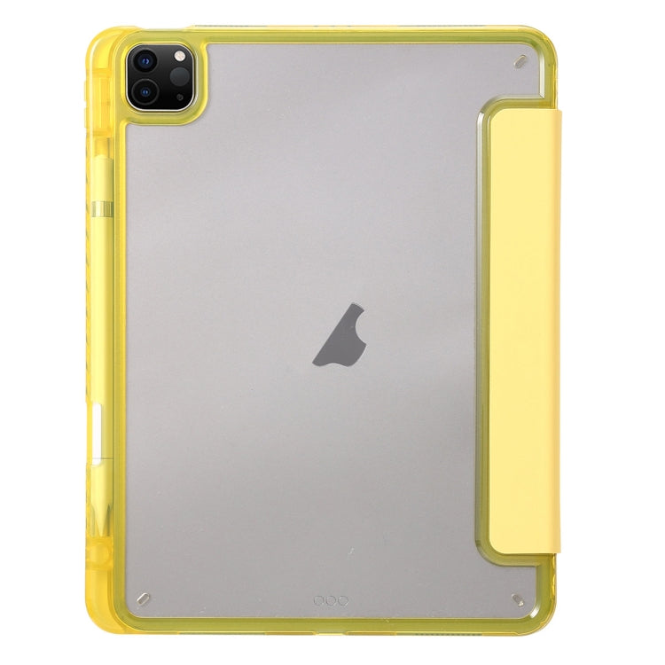 For iPad Pro 11 2025 / 2024 Clear Acrylic 3-Fold Leather Tablet Case