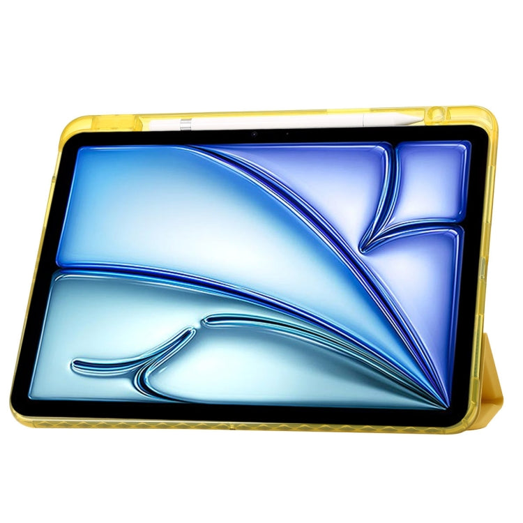 For iPad Pro 11 2025 / 2024 Clear Acrylic 3-Fold Leather Tablet Case