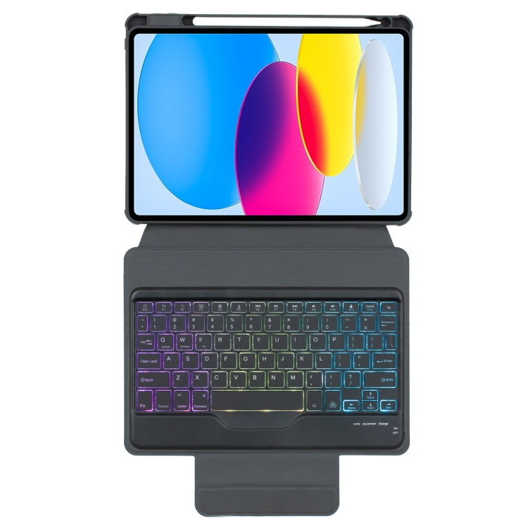 For iPad 10th Gen 10.9 2022 F10BS 360 Rotation Acrylic Transparent Bluetooth Keyboard Leather Case With Backlight