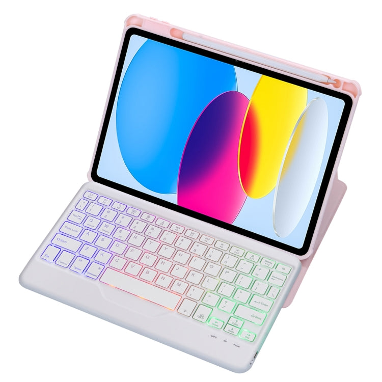 For iPad 10th Gen 10.9 2022 F10BS 360 Rotation Acrylic Transparent Bluetooth Keyboard Leather Case With Backlight
