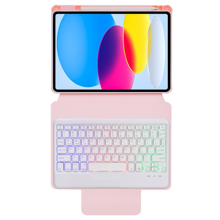 For iPad 10th Gen 10.9 2022 F10BS 360 Rotation Acrylic Transparent Bluetooth Keyboard Leather Case With Backlight