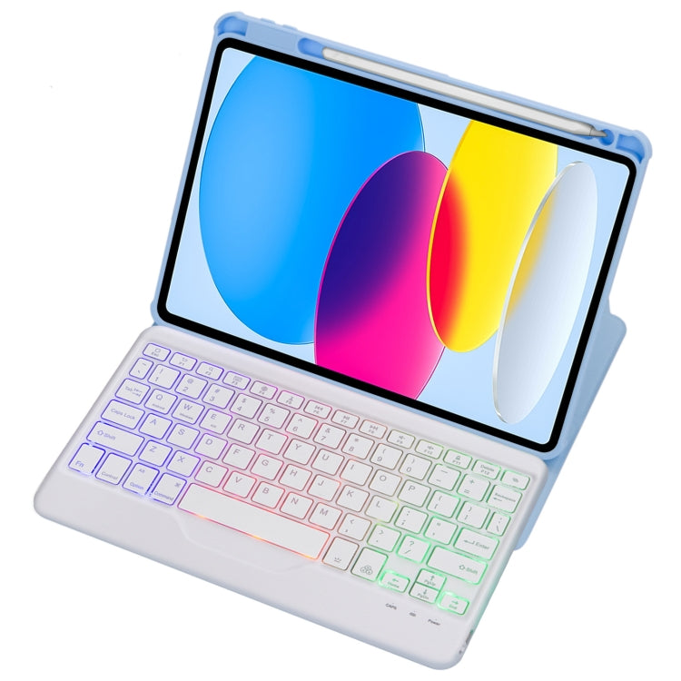 For iPad 10th Gen 10.9 2022 F10BS 360 Rotation Acrylic Transparent Bluetooth Keyboard Leather Case With Backlight
