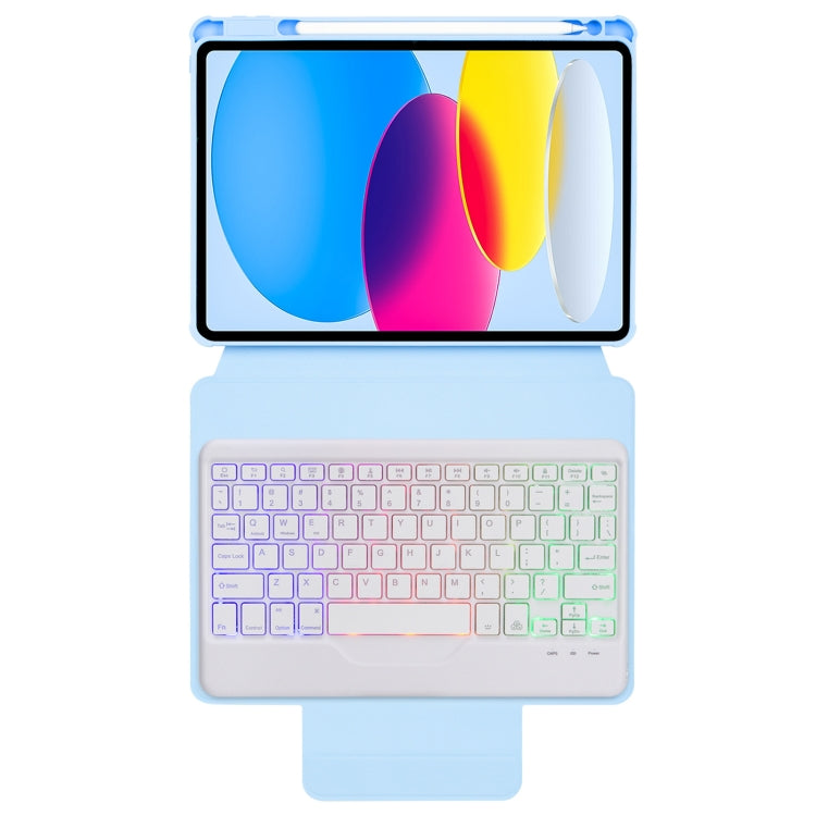 For iPad 10th Gen 10.9 2022 F10BS 360 Rotation Acrylic Transparent Bluetooth Keyboard Leather Case With Backlight