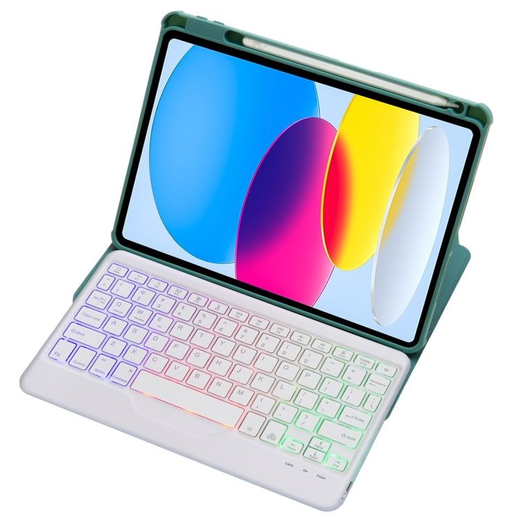For iPad 10th Gen 10.9 2022 F10BS 360 Rotation Acrylic Transparent Bluetooth Keyboard Leather Case With Backlight